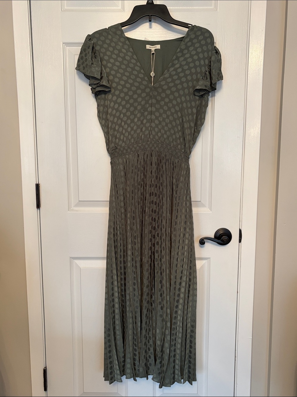 NWT Max Studio Olive Green Polka Dot Maxi Dress